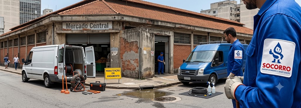 Profissional realizando Desentupimento e Manutenção Preventiva para Comércios e Empresas em Imbituba