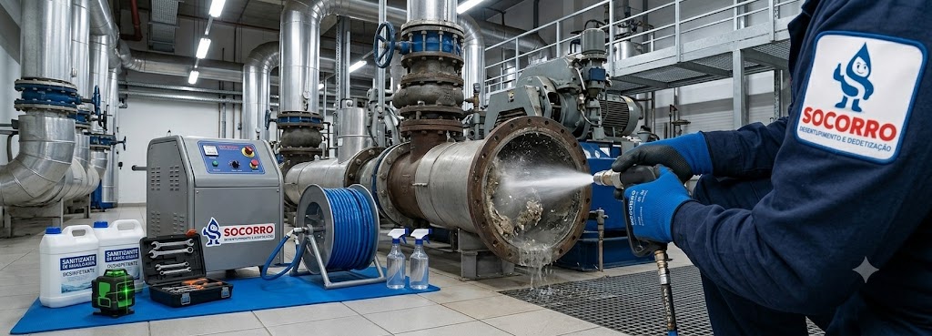 Profissional realizando Desentupimento, Hidrojateamento e Manutenção Preventiva Industrial em Imbituba